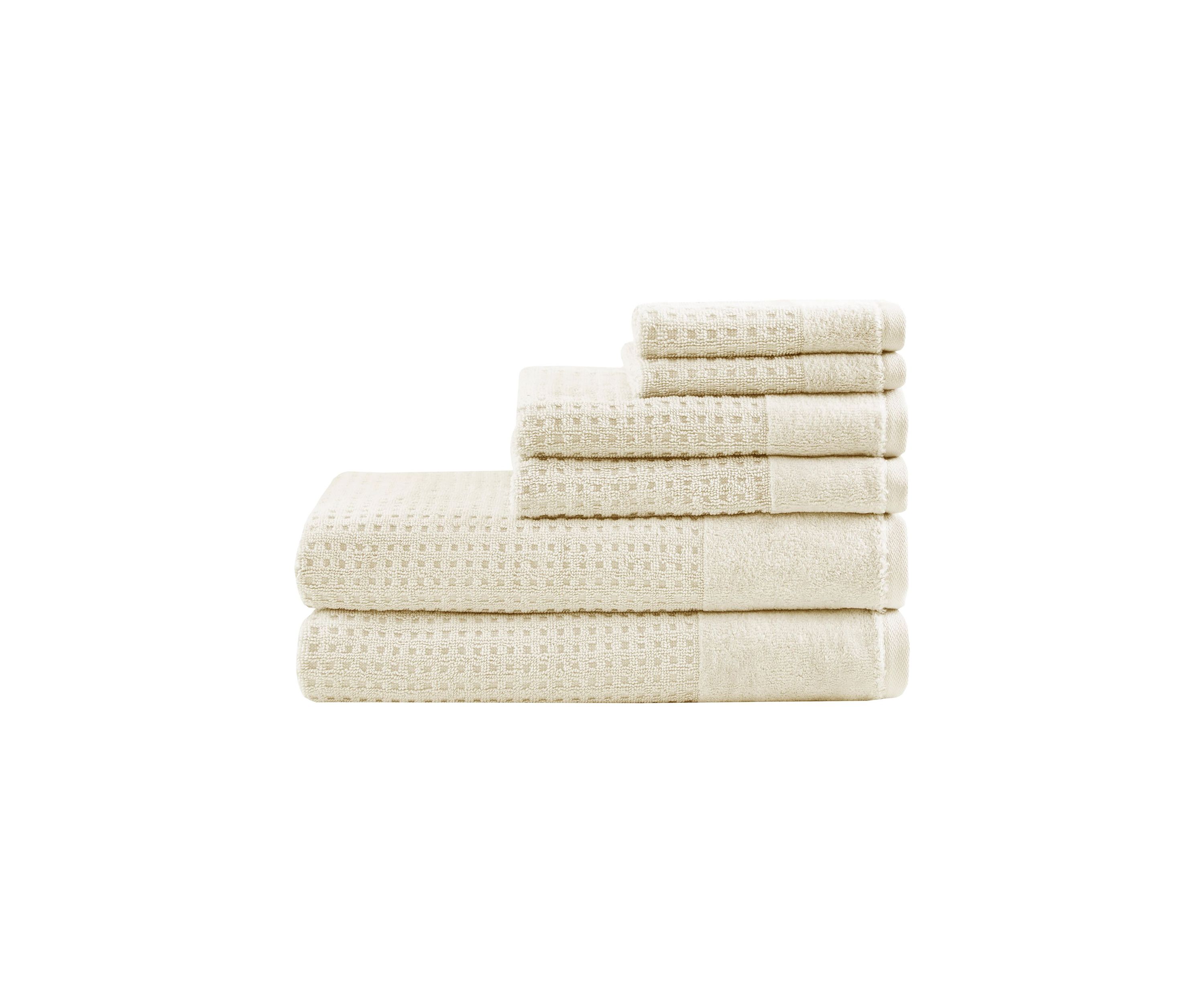 Spa Waffle Cotton Jacquard Antimicrobial Bath Towel 6 Piece Set