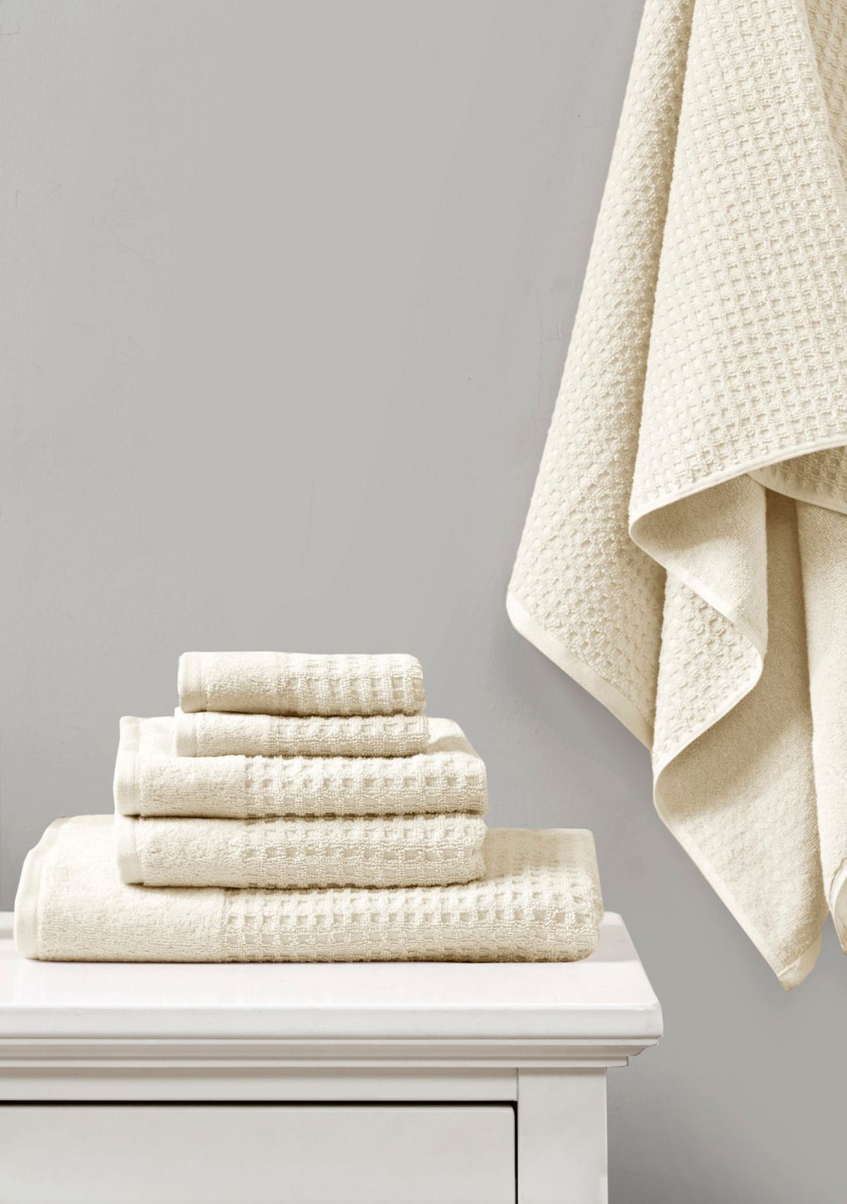 Spa Waffle Cotton Jacquard Antimicrobial Bath Towel 6 Piece Set