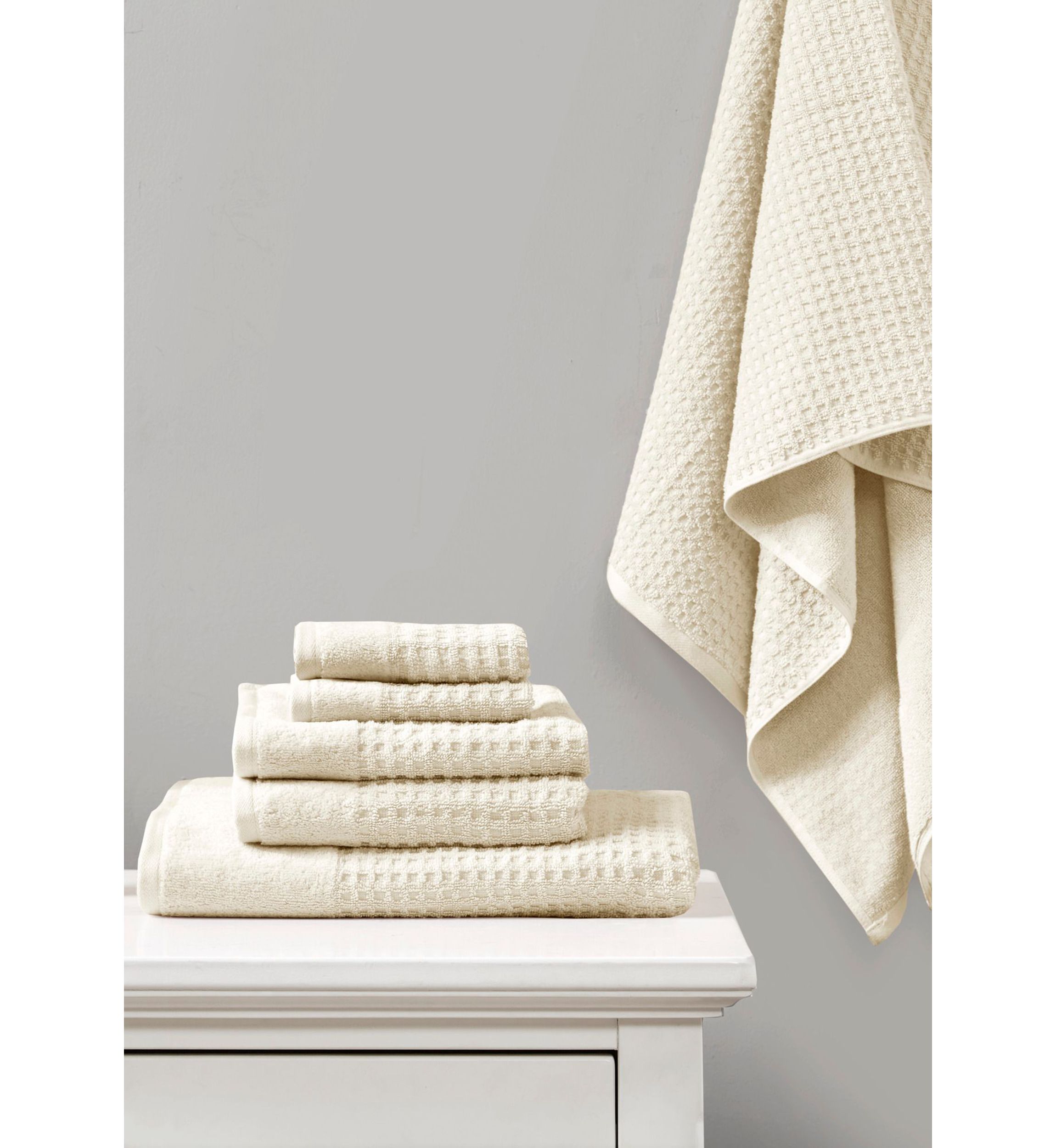 Spa Waffle Cotton Jacquard Antimicrobial Bath Towel 6 Piece Set