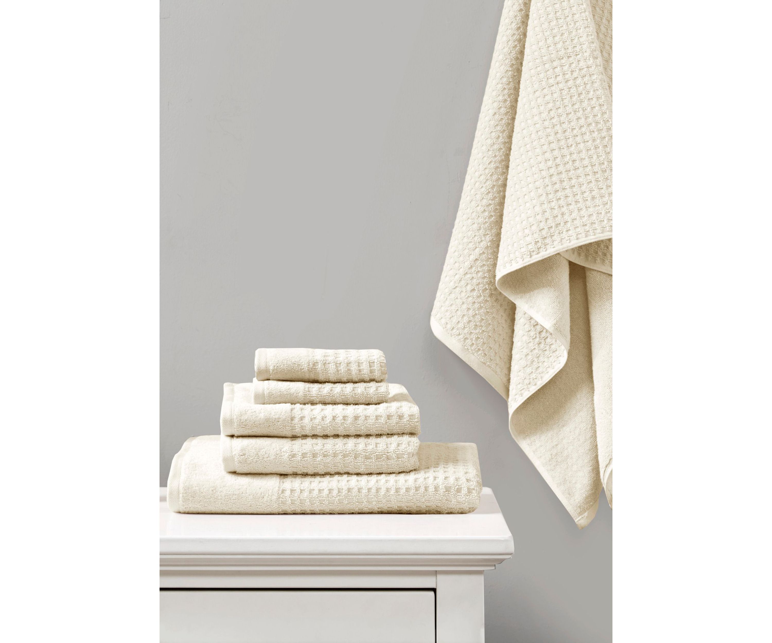 Spa Waffle Cotton Jacquard Antimicrobial Bath Towel 6 Piece Set