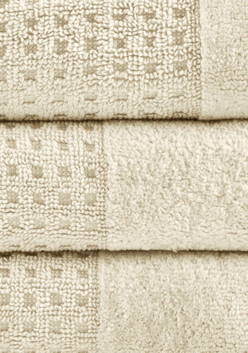 Spa Waffle Cotton Jacquard Antimicrobial Bath Towel 6 Piece Set