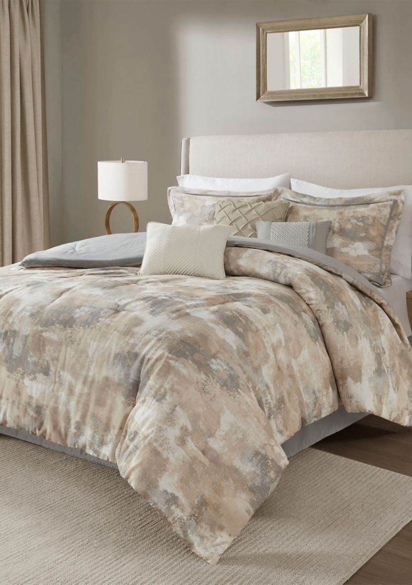 Beacon 7 Piece Textured Cotton Blend Comforter Set