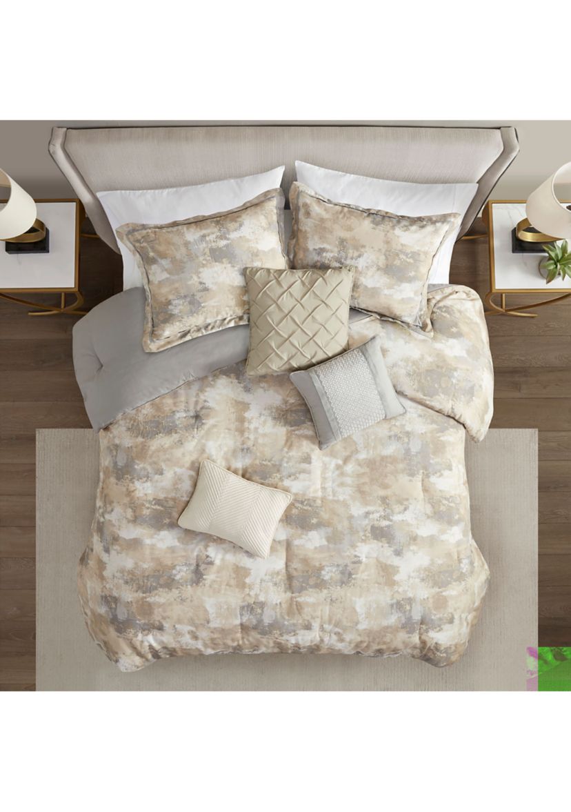 Beacon 7 Piece Textured Cotton Blend Comforter Set