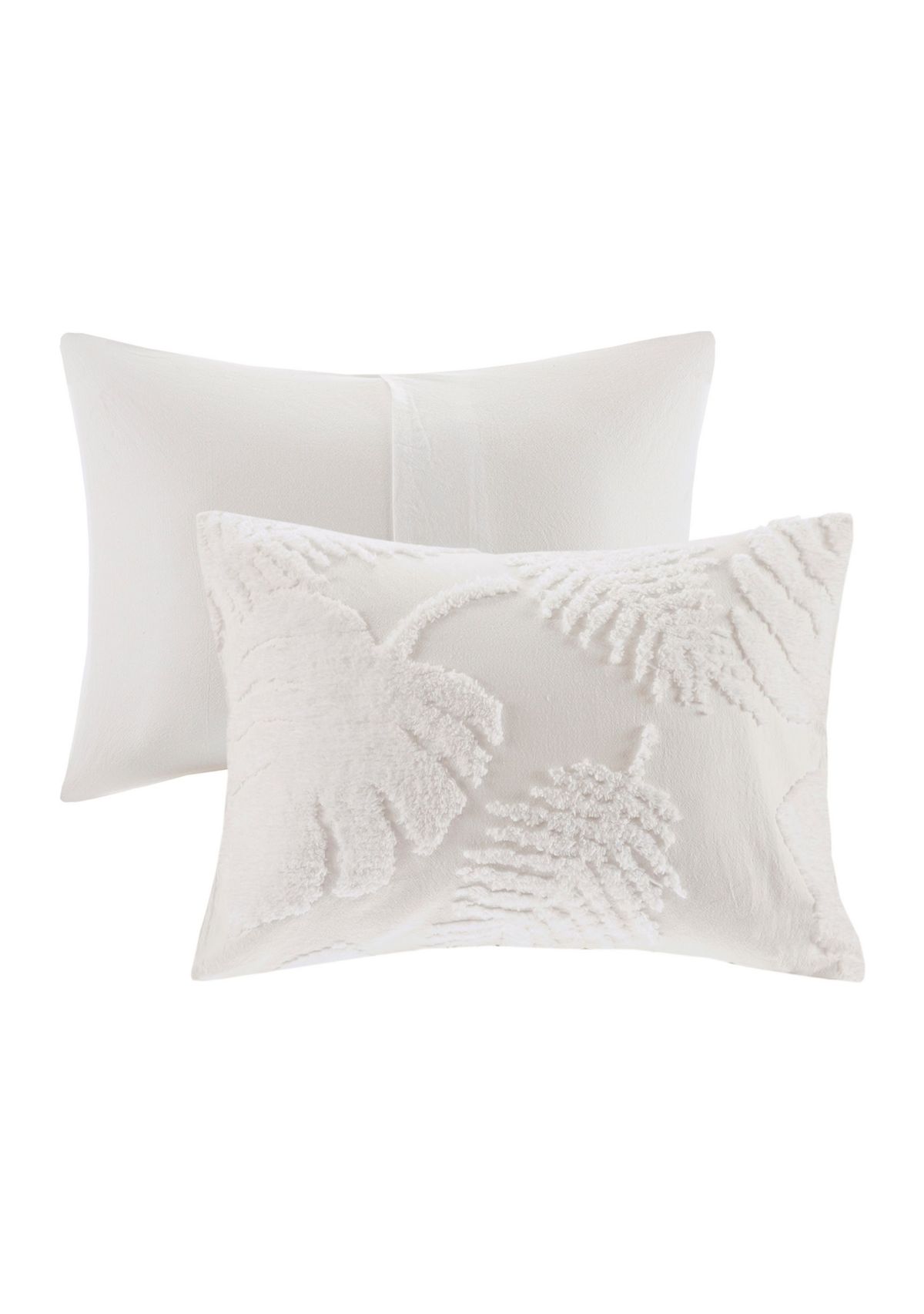 Bahari 3 Piece Tufted Cotton Chenille Palm Duvet Cover Set