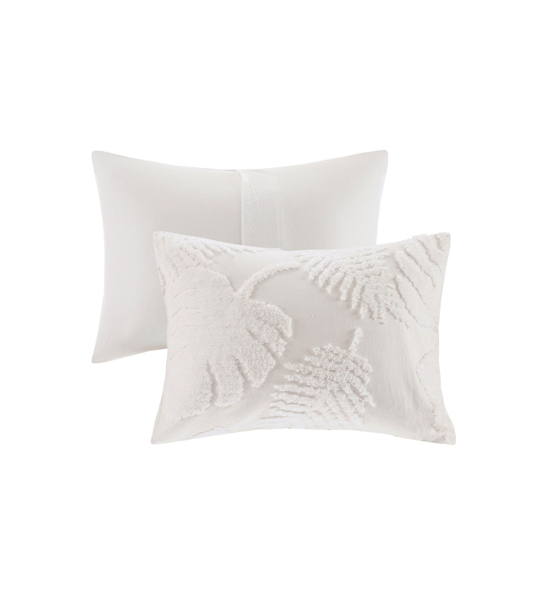 Bahari 3 Piece Tufted Cotton Chenille Palm Duvet Cover Set