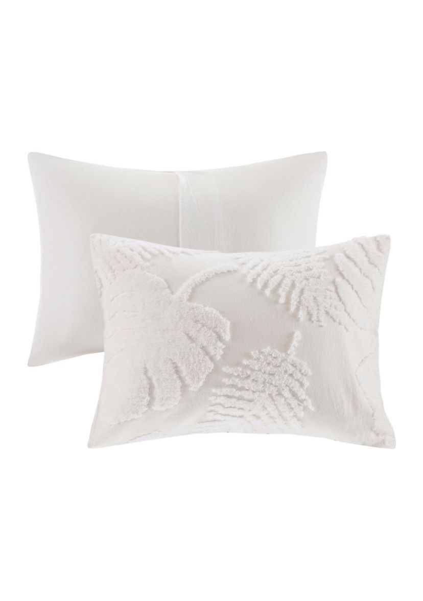 Bahari 3 Piece Tufted Cotton Chenille Palm Duvet Cover Set