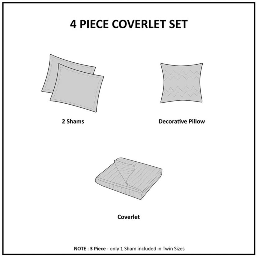 Bennett 4 Piece Reversible Jacquard Coverlet Set