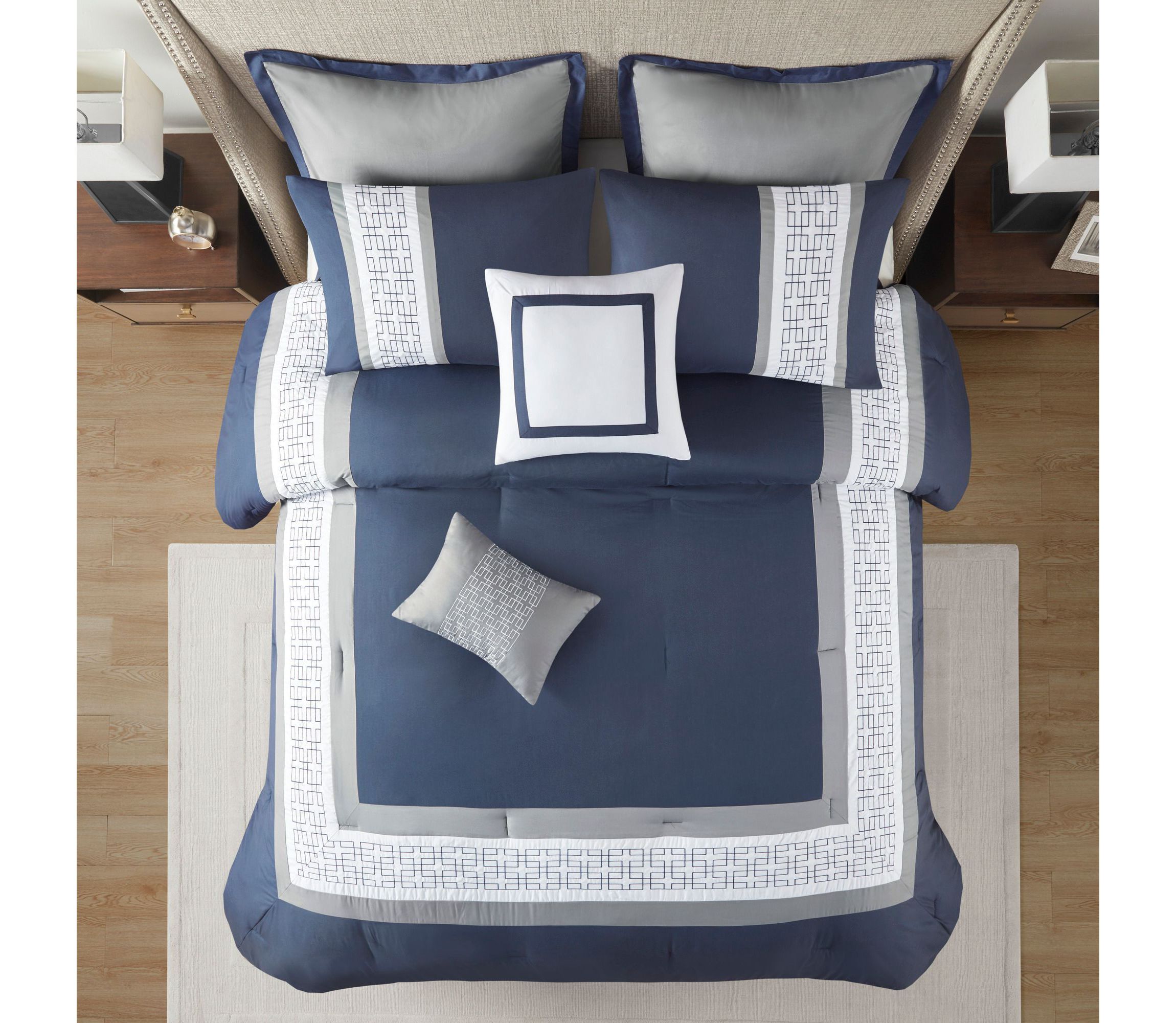 Powell 8 Piece Embroidered Comforter Set