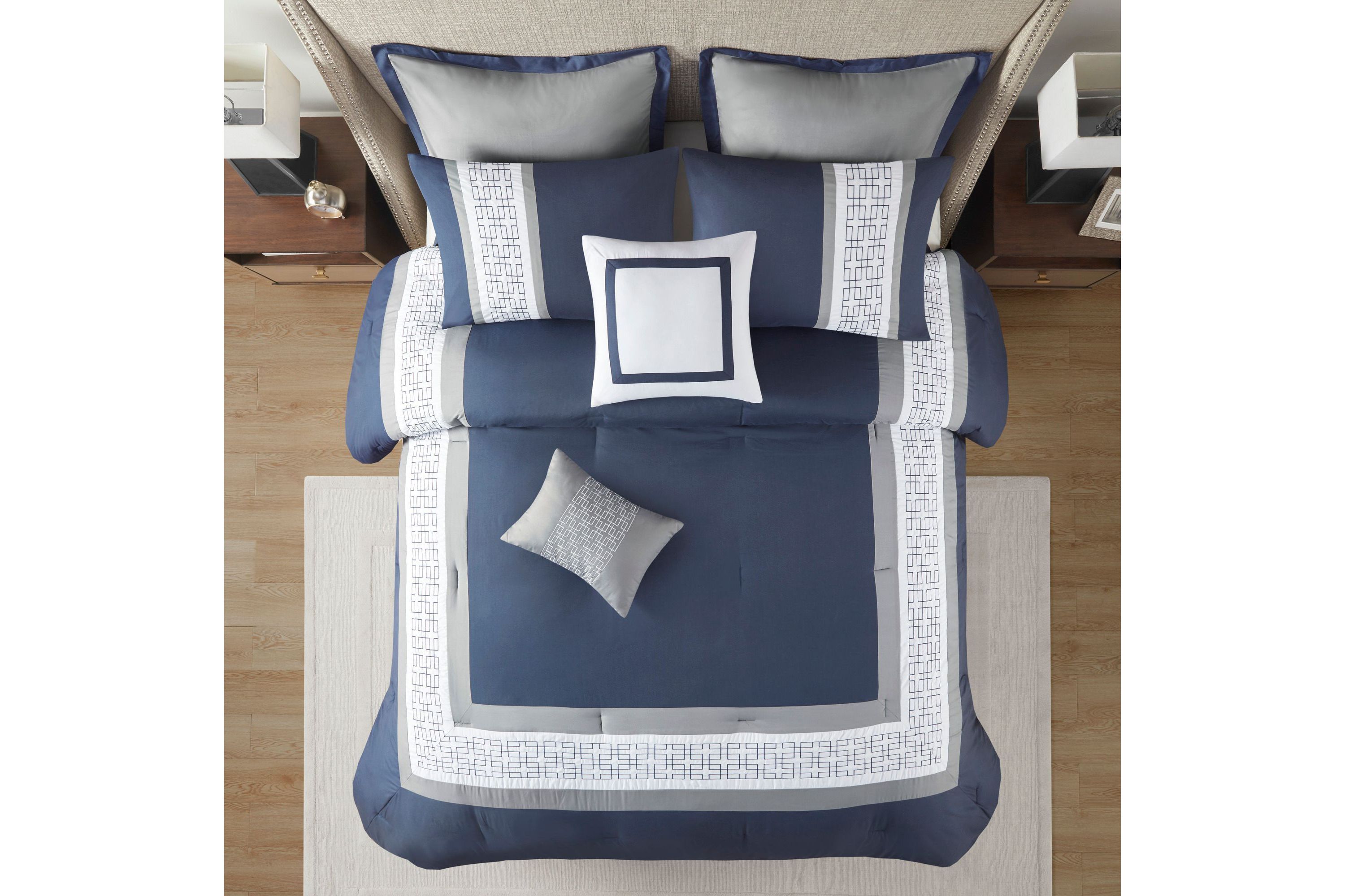 Powell 8 Piece Embroidered Comforter Set