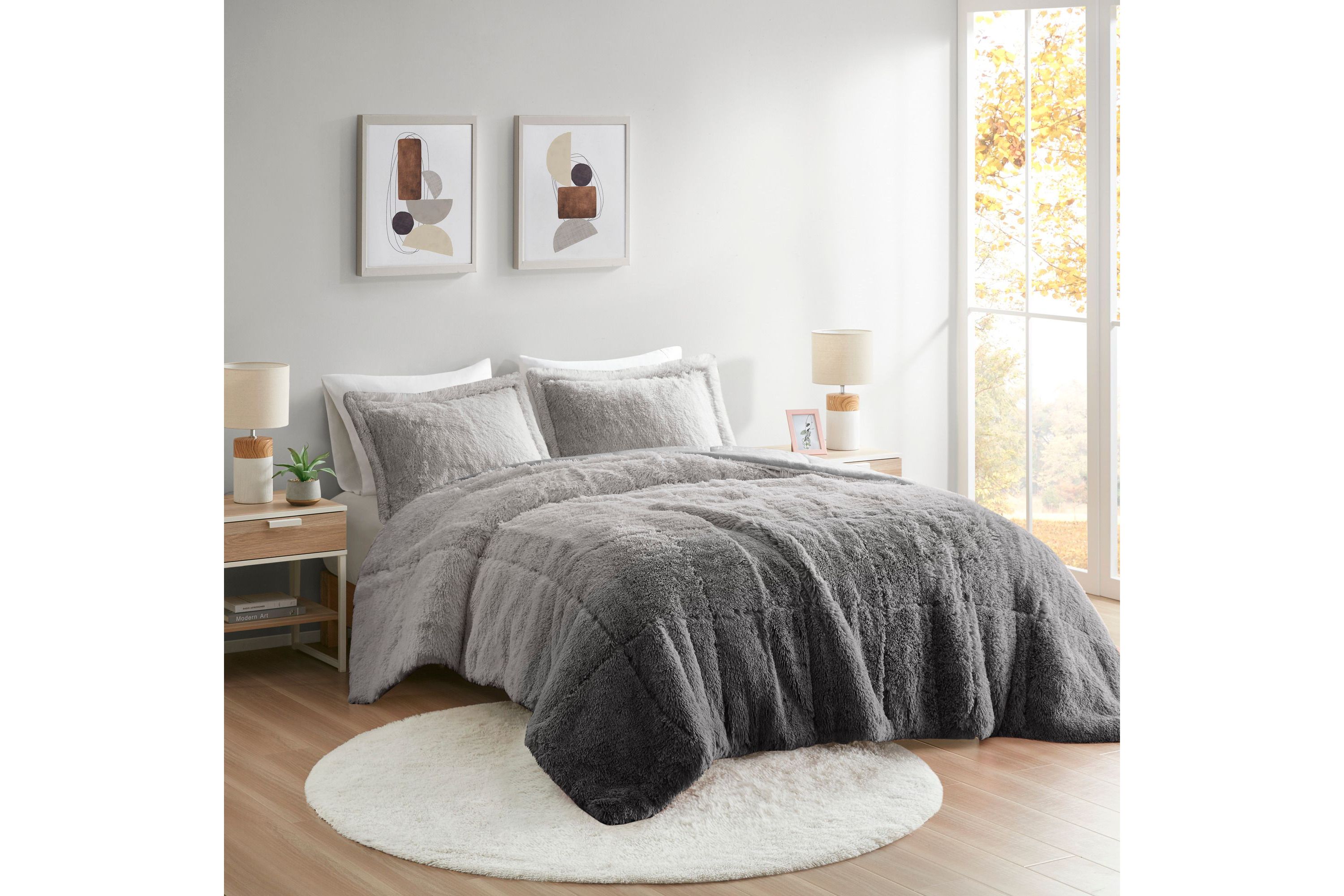 Brielle Ombre Shaggy Long Fur Comforter Mini Set