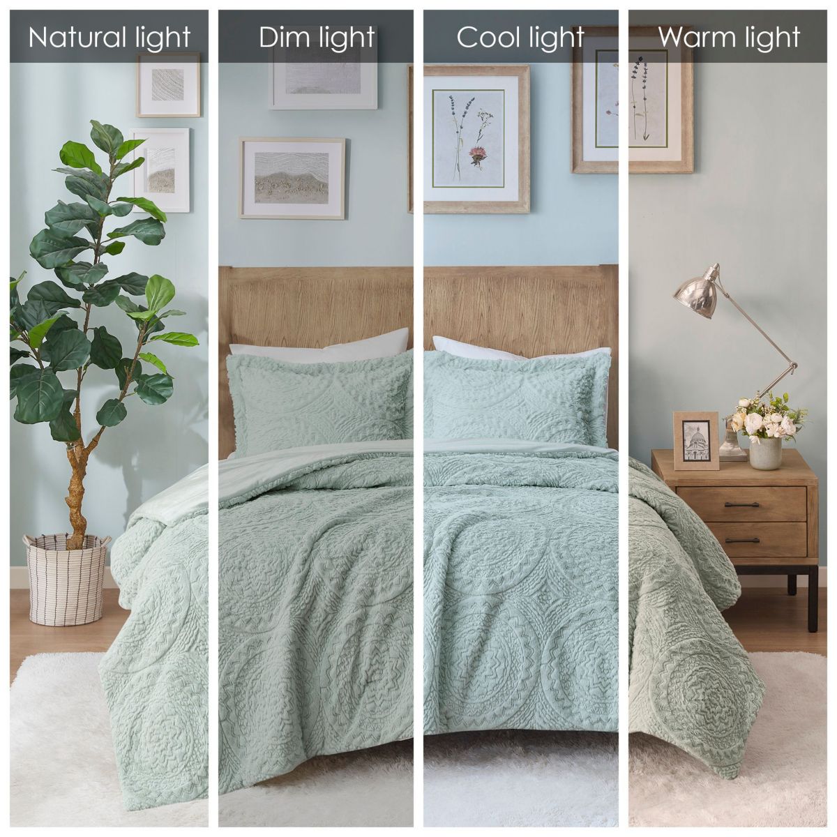 Arya Embroidered Medallion Faux Fur Ultra Plush Comforter Mini Set