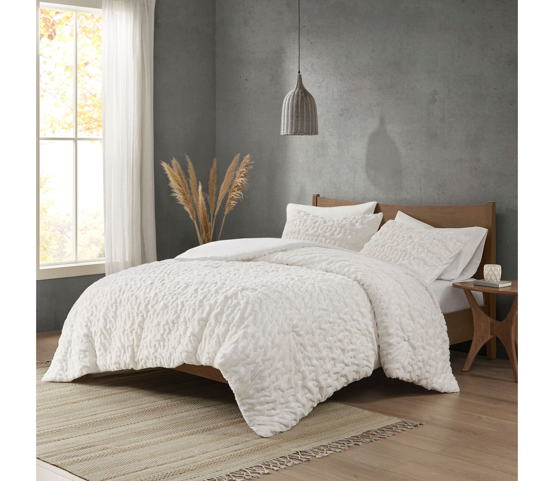 Blair Ruched Fur Down Alternative Comforter Set