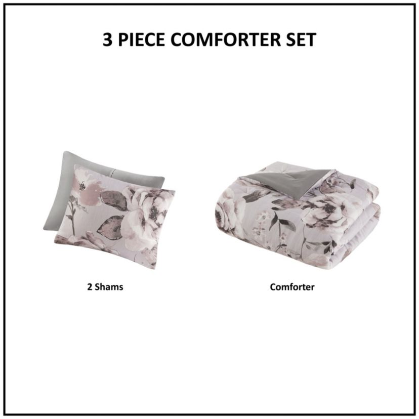 Neko 3 Piece Floral Printed Comforter Set