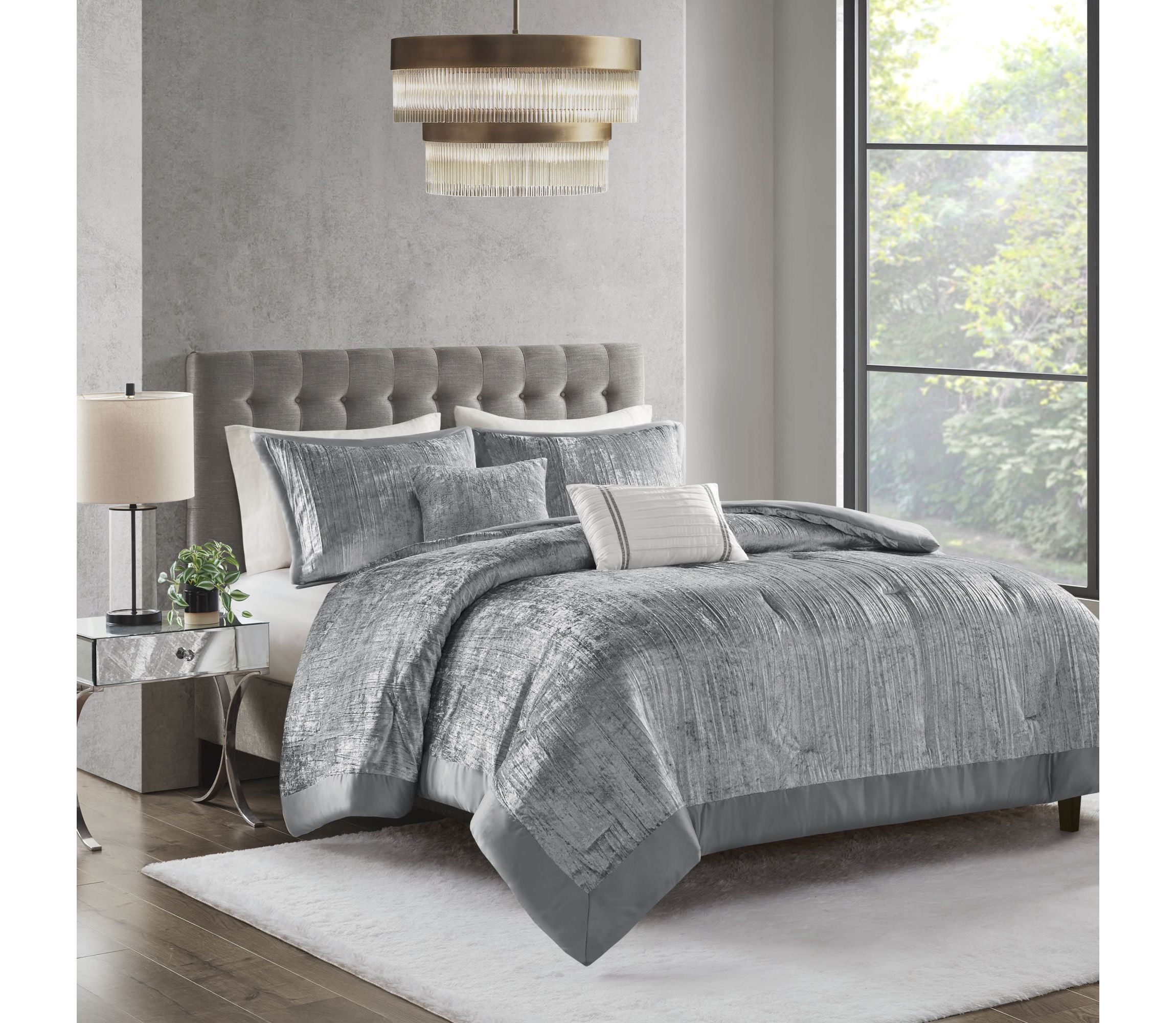 Lee 5 Piece Crinkle Velvet Comforter Set