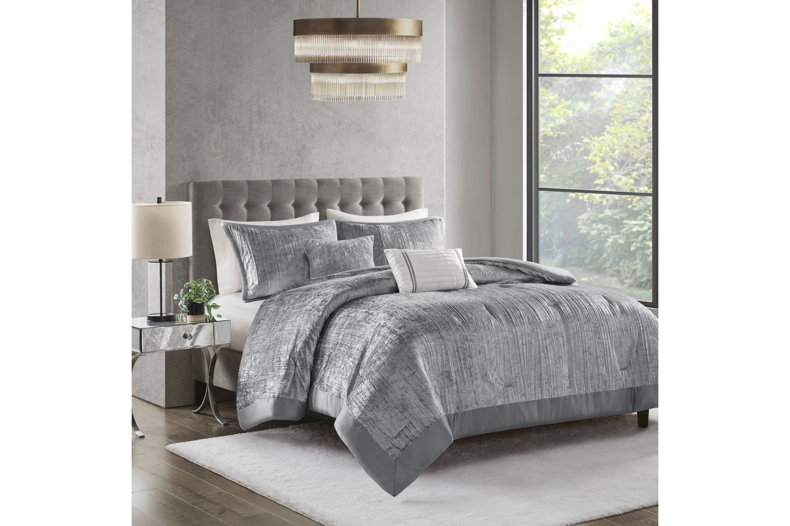 Lee 5 Piece Crinkle Velvet Comforter Set