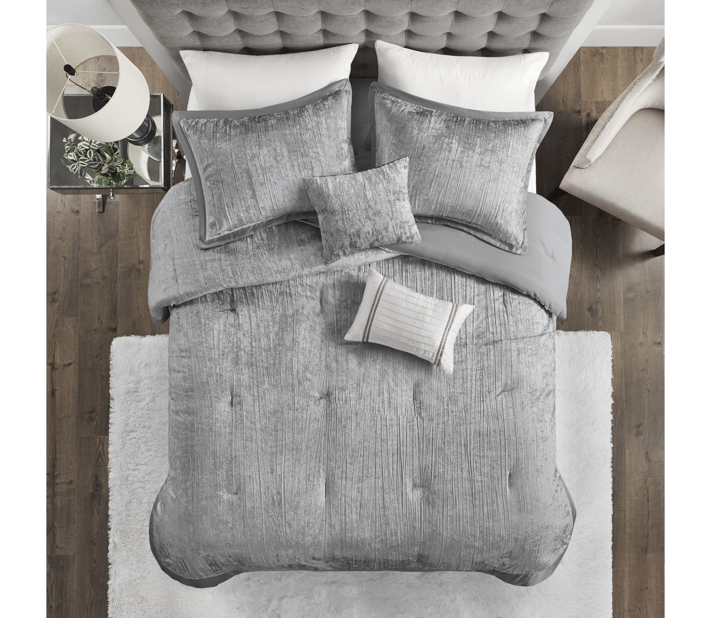 Lee 5 Piece Crinkle Velvet Comforter Set