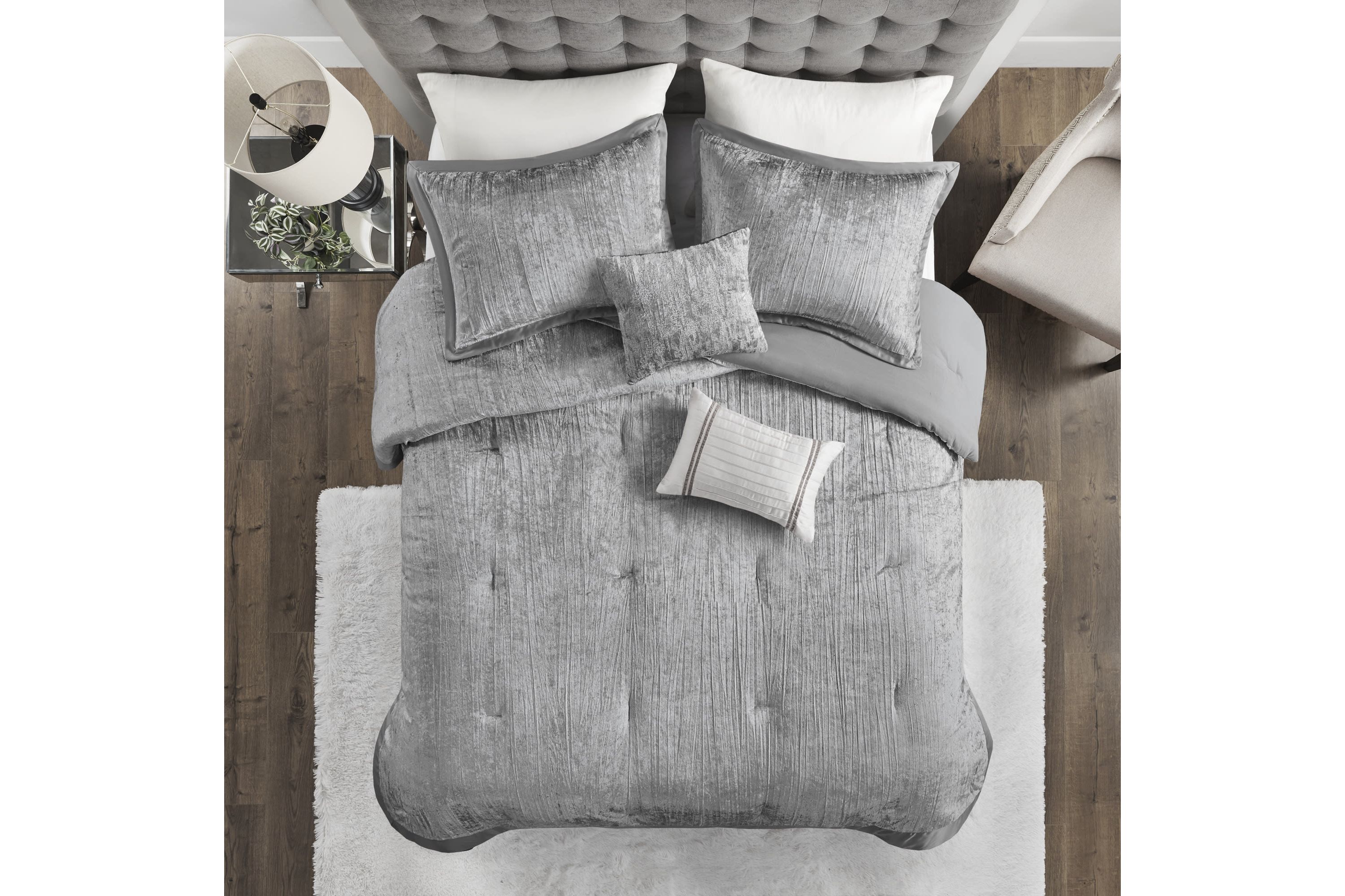 Lee 5 Piece Crinkle Velvet Comforter Set