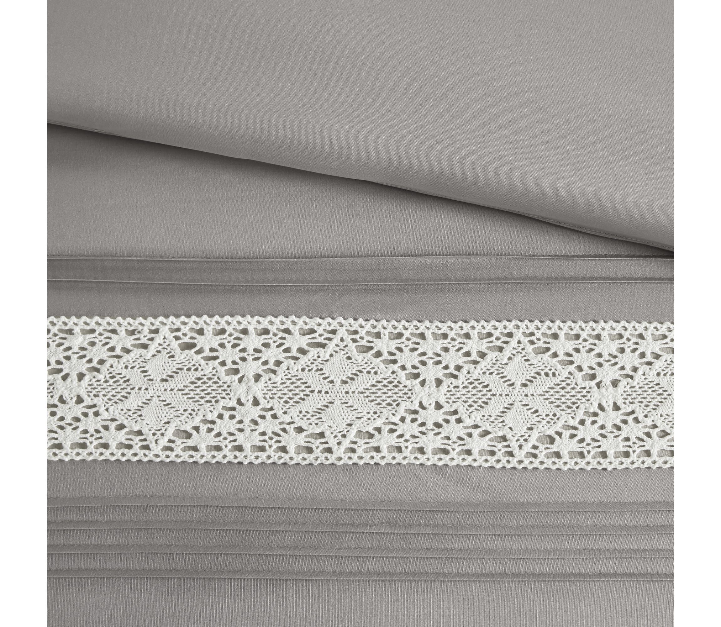 Lacey 7 Piece Lace Trim Comforter Set with Throw Pillows