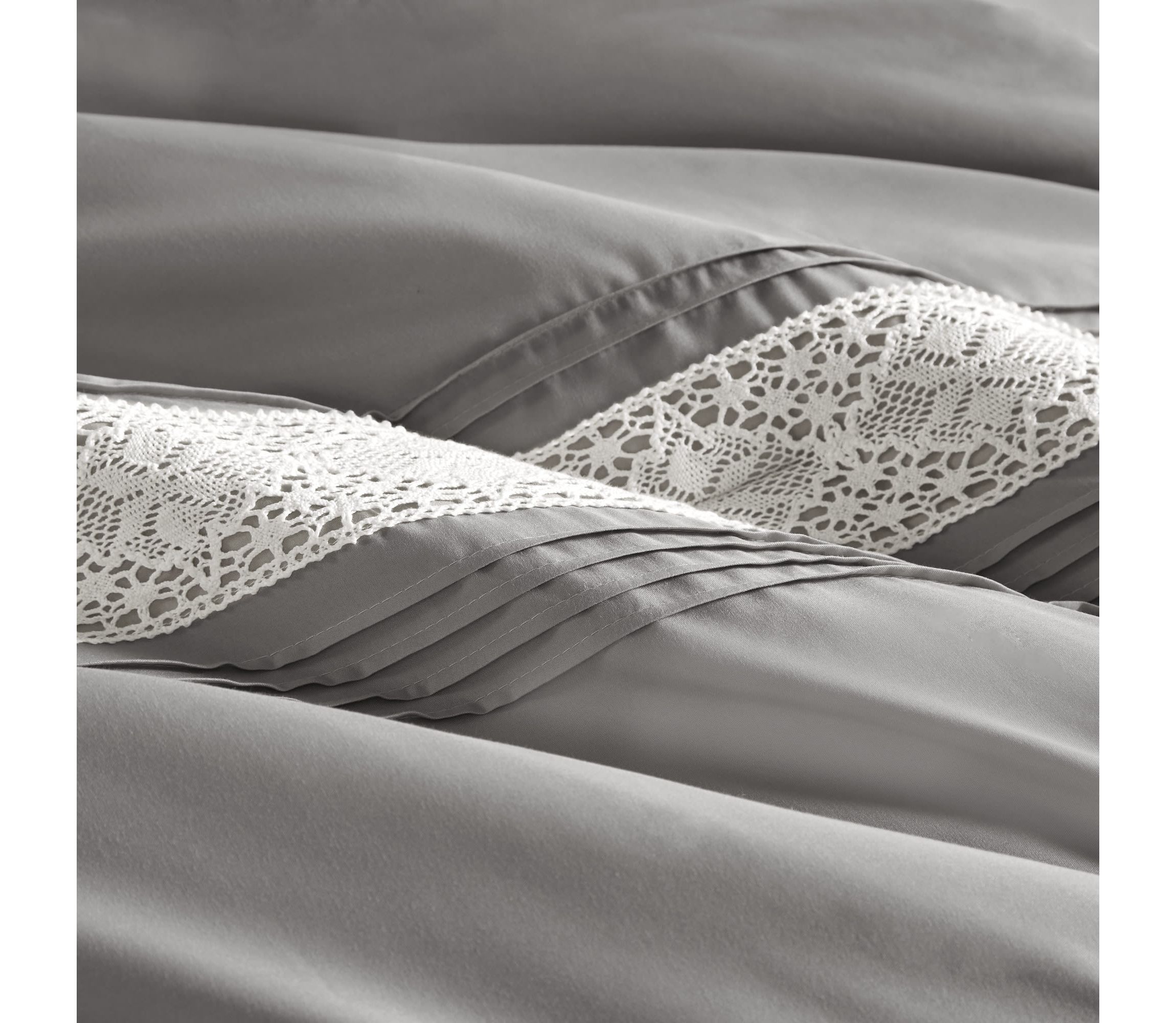 Lacey 7 Piece Lace Trim Comforter Set with Throw Pillows