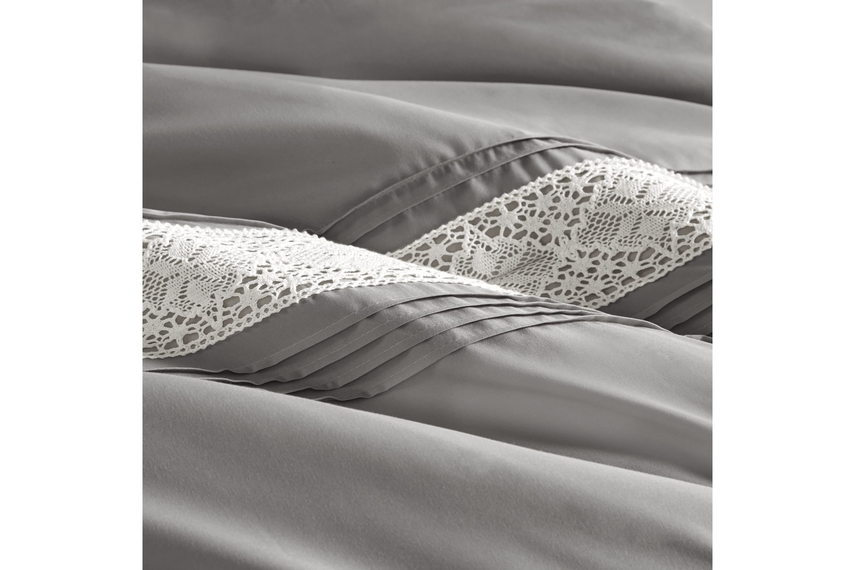 Lacey 7 Piece Lace Trim Comforter Set with Throw Pillows