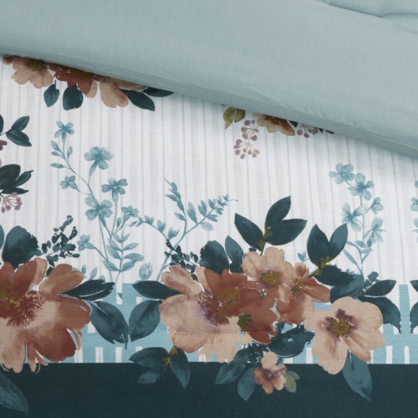 Jules 5 Piece Cotton Floral Comforter Set with Throw Pillows
