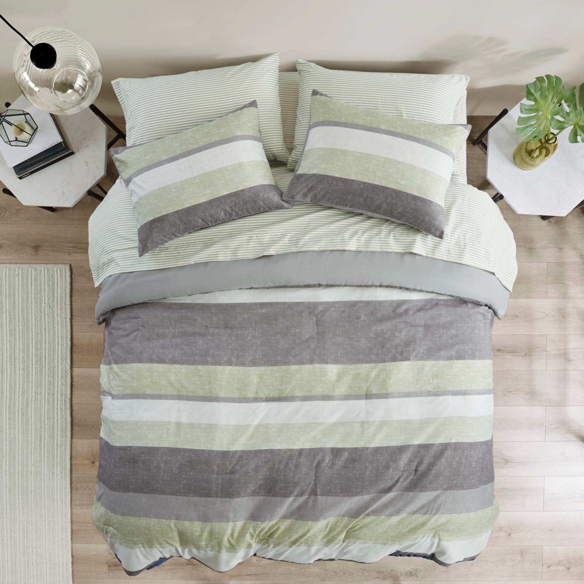Jaxon Stripe Comforter Set with Bed Sheets