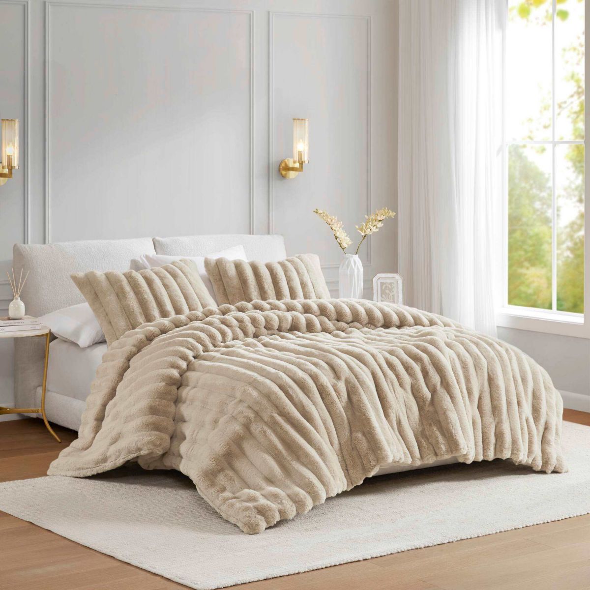 Jasmine 3 Piece Faux Fur Comforter Set