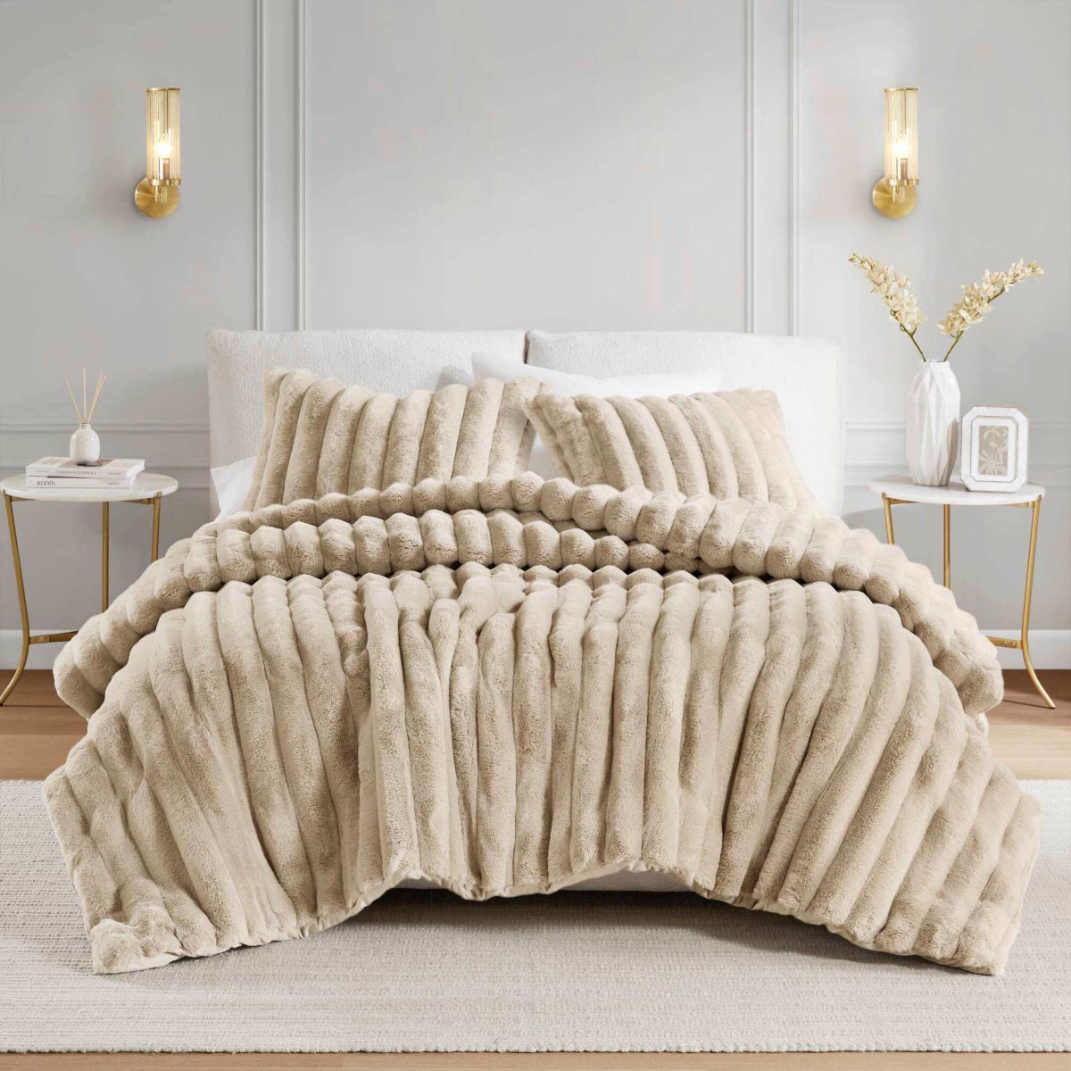 Jasmine 3 Piece Faux Fur Comforter Set
