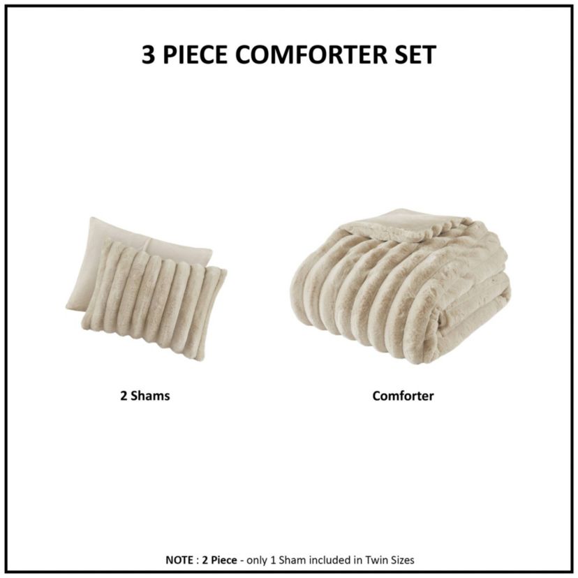 Jasmine 3 Piece Faux Fur Comforter Set
