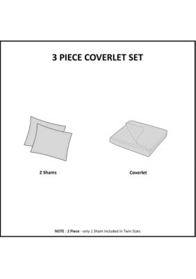 Caden 3 Piece Cotton Coverlet Set