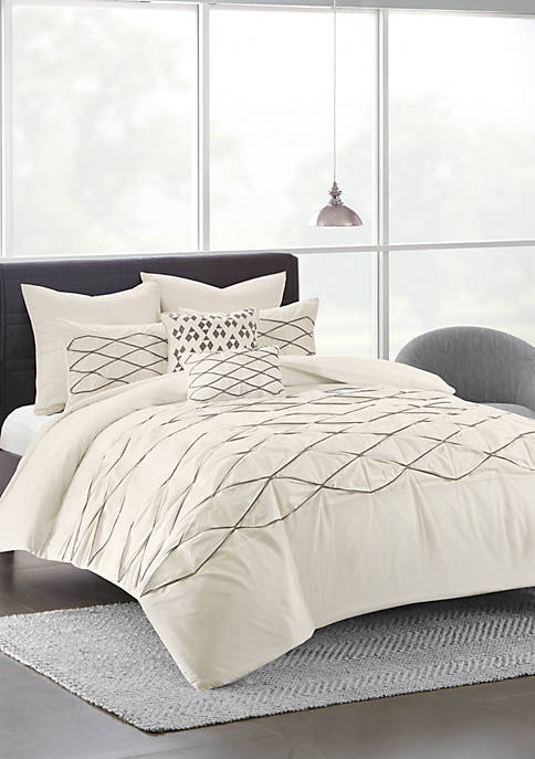 Sunita Cotton Pieced Tufted and Embroidered Duvet Cover Set