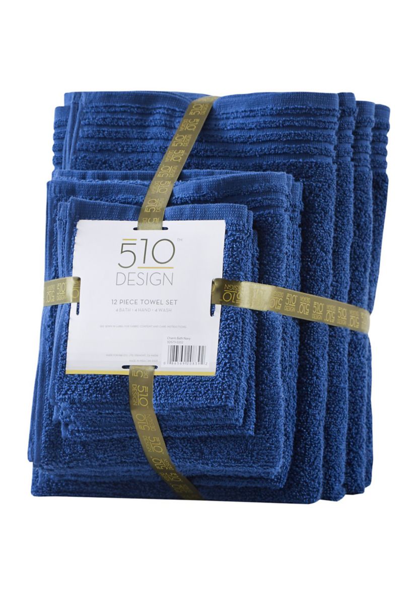 Big Bundle 100% Cotton Quick Dry 12 Piece Bath Towel Set