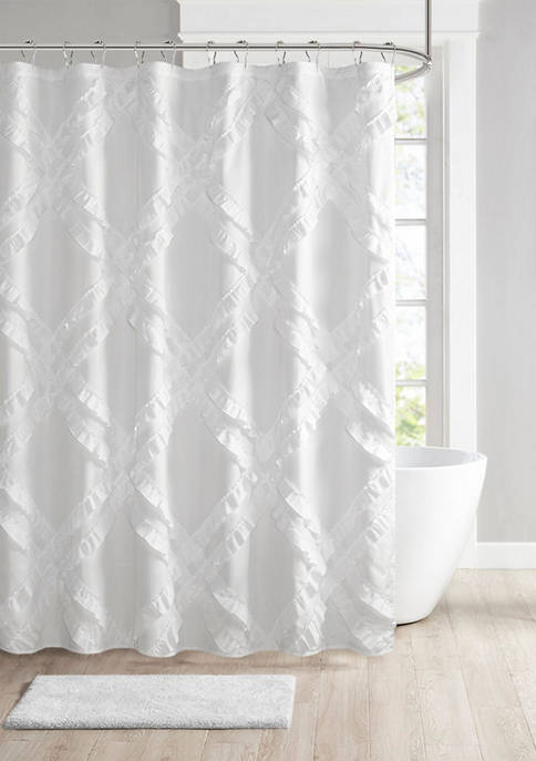 Intelligent Design Kacie Tufted Diamond Ruffle Shower Curtain