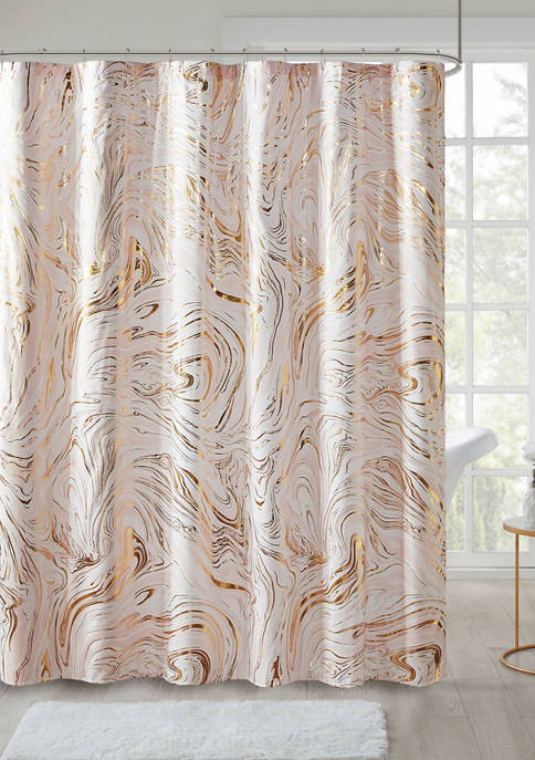 Rebecca Printed Marble Metallic Shower Curtain