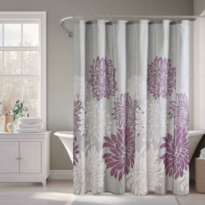 Madison Park Essentials Maible Printed Floral Shower Curtain, Purple, 72 x 72