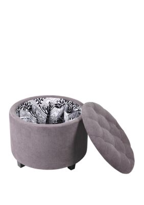 Madison Park Sasha Round Ottoman With Shoe Holder Insert Belk