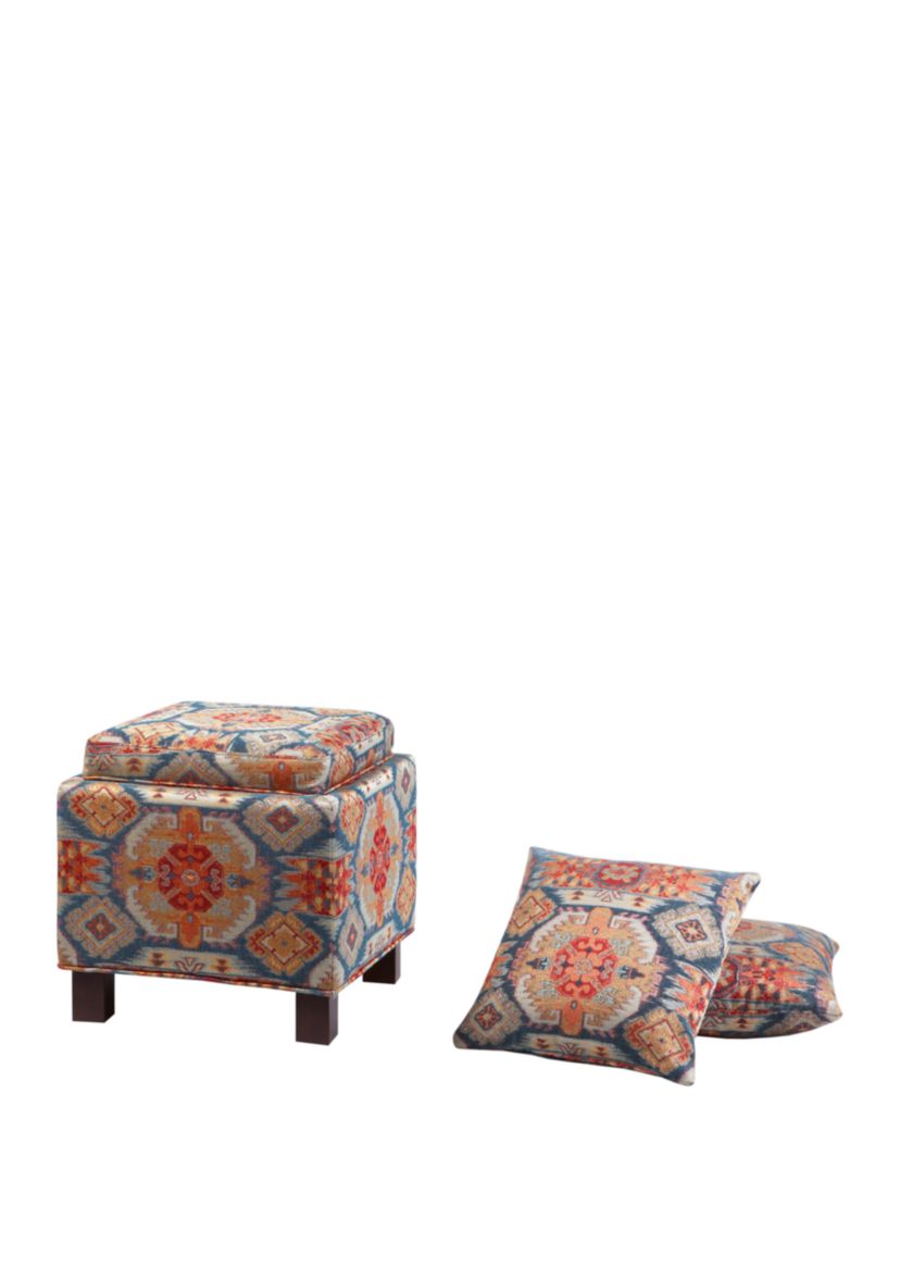 Shelley Square Storage Ottoman with Pillows