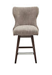 Hancock High Wingback Button Tufted Upholstered 27 Inch Swivel Counter Stool with Nailhead Accent