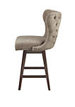 Hancock High Wingback Button Tufted Upholstered 27 Inch Swivel Counter Stool with Nailhead Accent