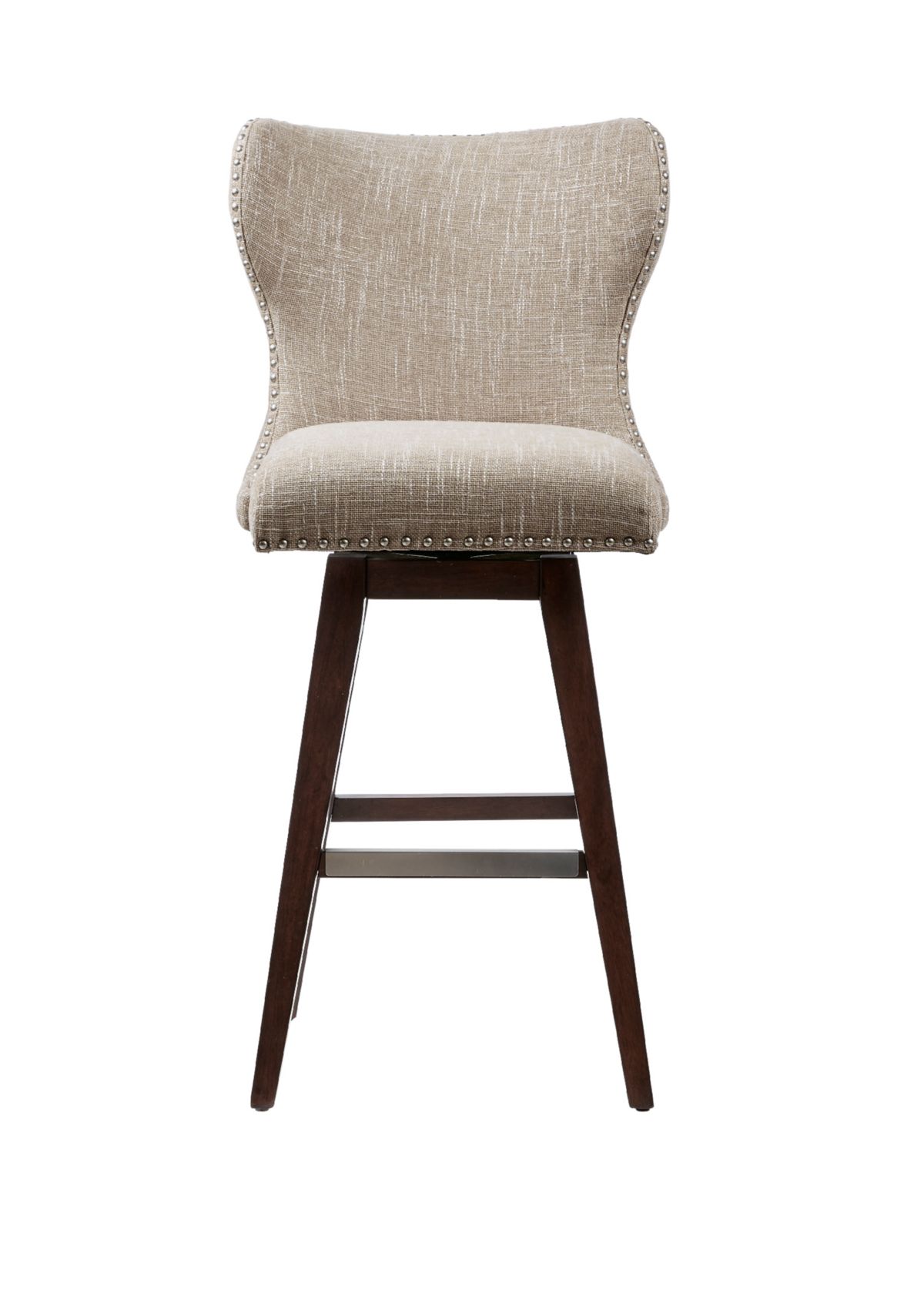 Hancock High Wingback Button Tufted Upholstered 32 inch Swivel Bar Stool with Nailhead Accent