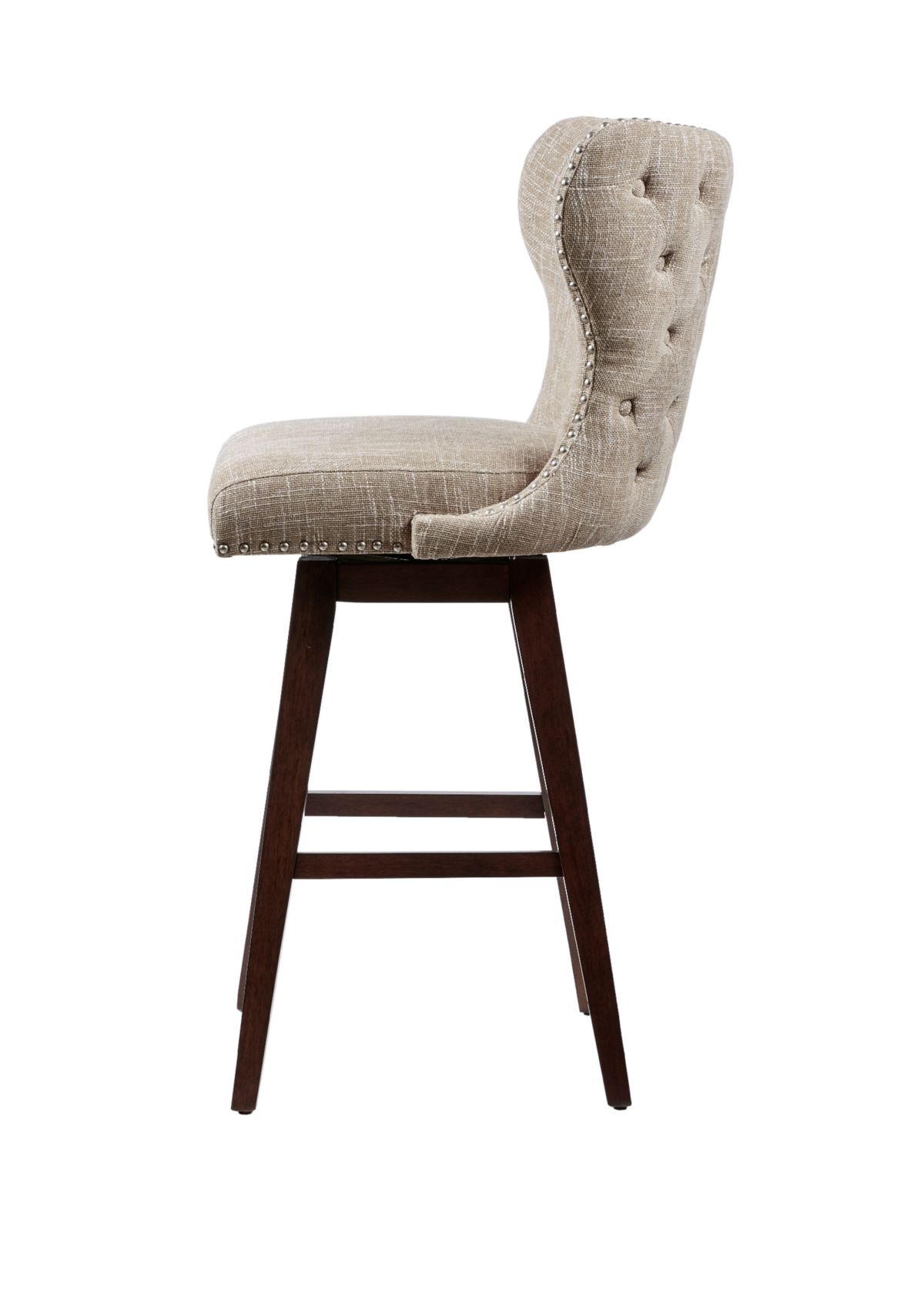 Hancock High Wingback Button Tufted Upholstered 32 inch Swivel Bar Stool with Nailhead Accent
