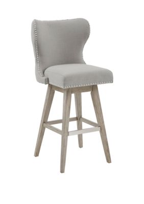 Madison Park Hancock High Wingback Button Tufted Upholstered 32 Inch Swivel Bar Stool With Nailhead Accent Belk