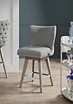 Hancock High Wingback Button Tufted Upholstered 32 inch Swivel Bar Stool with Nailhead Accent