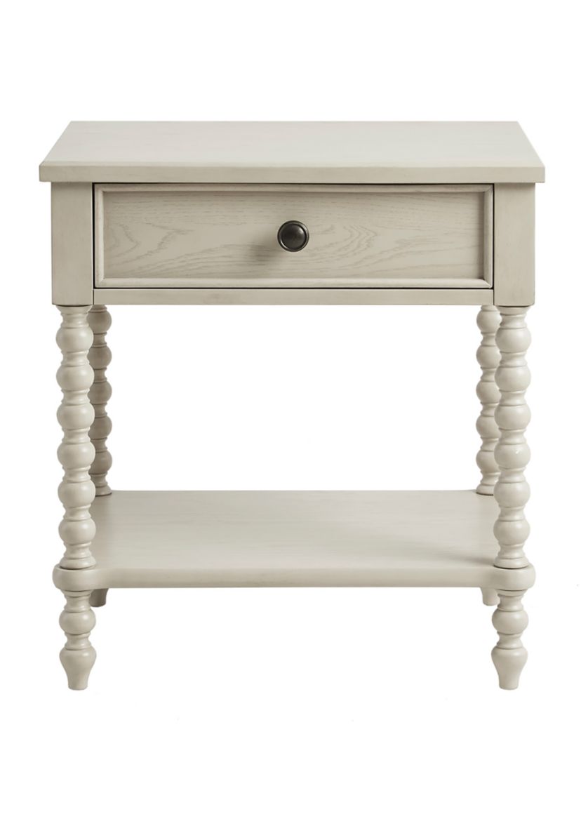 Beckett Turned Wood Spindle Nightstand with Drawer & Shelf