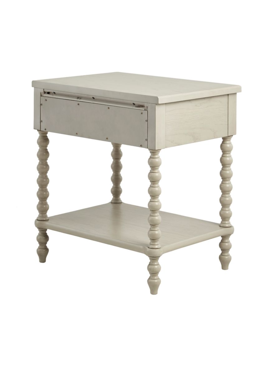 Beckett Turned Wood Spindle Nightstand with Drawer & Shelf