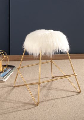 Abbyson Vera White Faux Fur Vanity Stool Belk