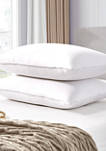 Set of 2 330 Thread Count Back Sleeper White Goose Feather and Down Fiber Pillows
