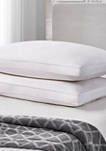 Set of 2 330 Thread Count Side Sleeper White Goose Feather and Down Fiber Pillow 