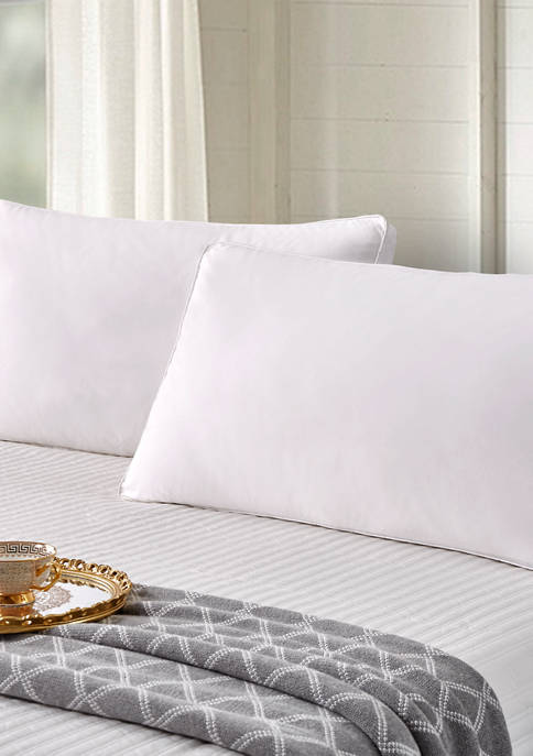Set of 2 330 Thread Count Side Sleeper White Goose Feather and Down Fiber Pillow