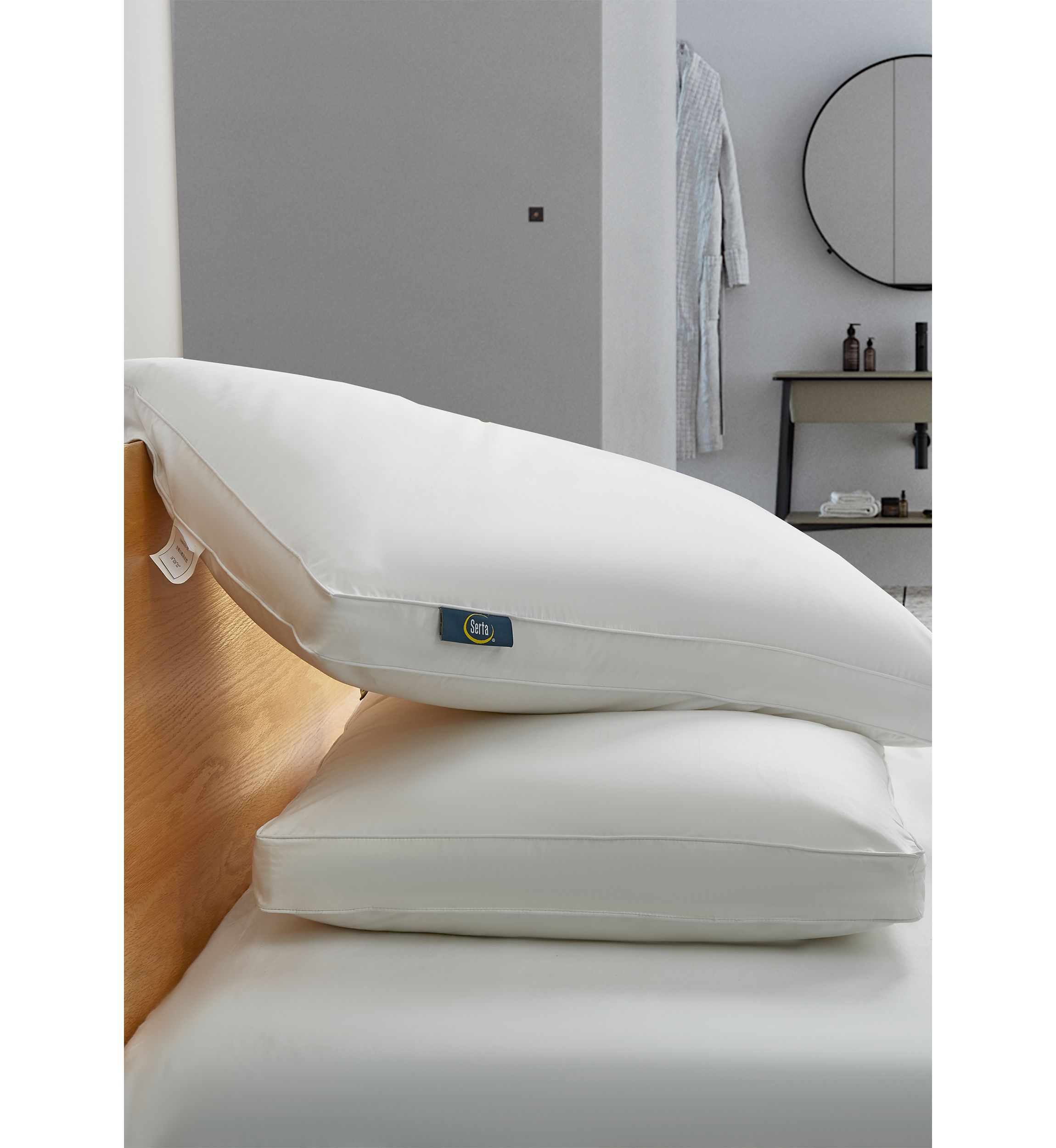 233 Thread Count White Goose Feather And Down Fiber Side Sleeper Pillow - 2 Pack